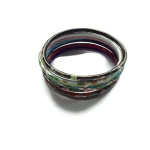 Russian 7 Bangle Bracelets 9.5 in. Enamel Cuff